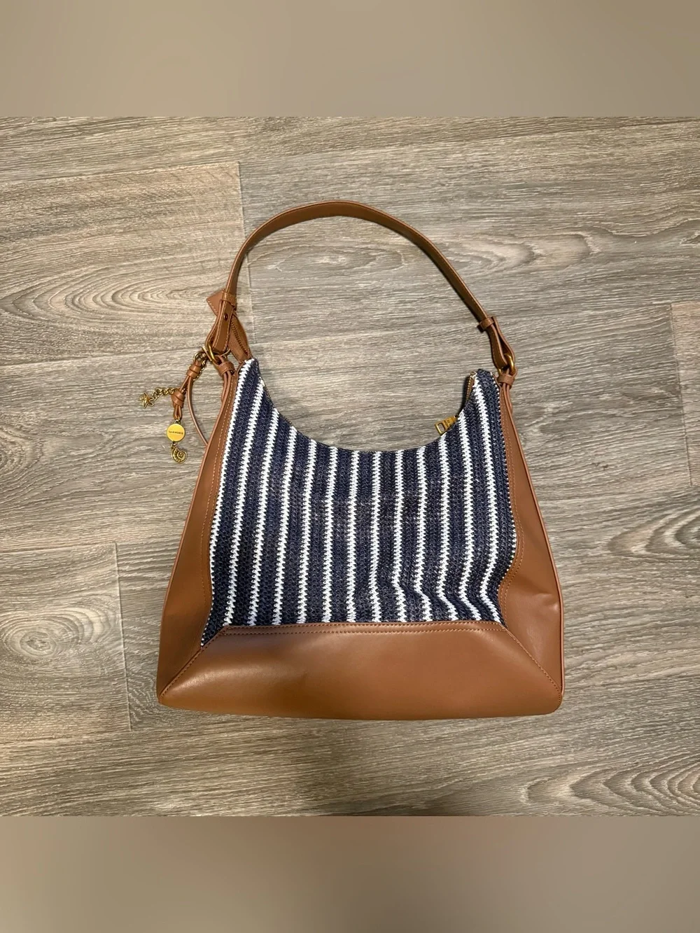 steve madden faux leather coastal stripe woven slouchy hobo shoulder bag